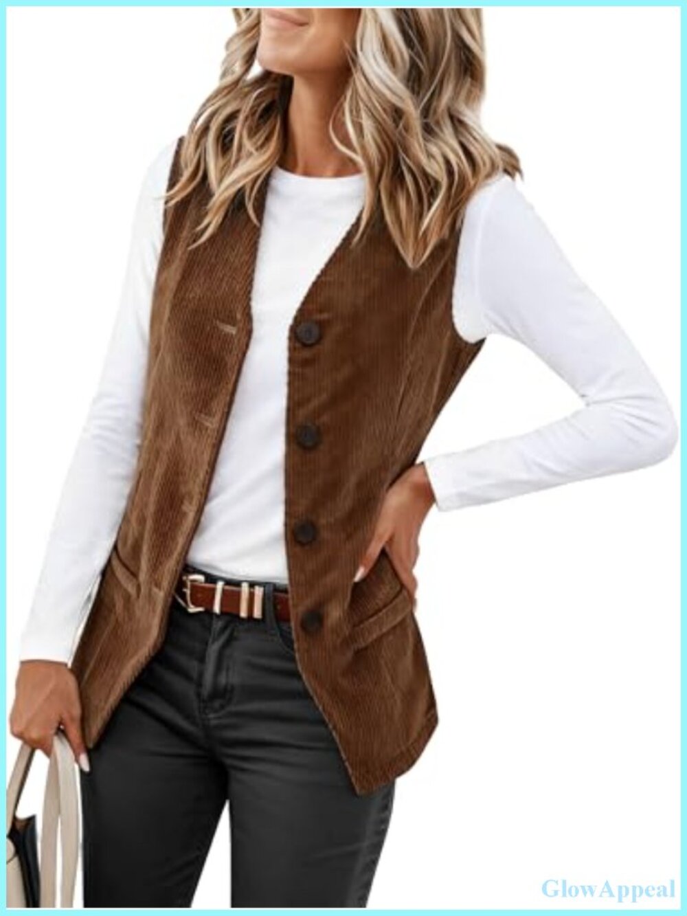 Womens Corduroy Vest Sleeveless Blazer Jacket Business Casual